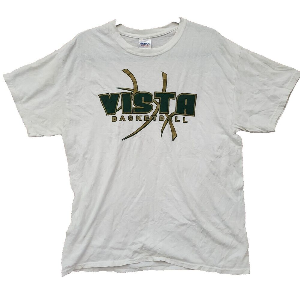 VISTA Basketball T-Shirt Mens Size Large White Athletic Short Sleeve Crew Neck